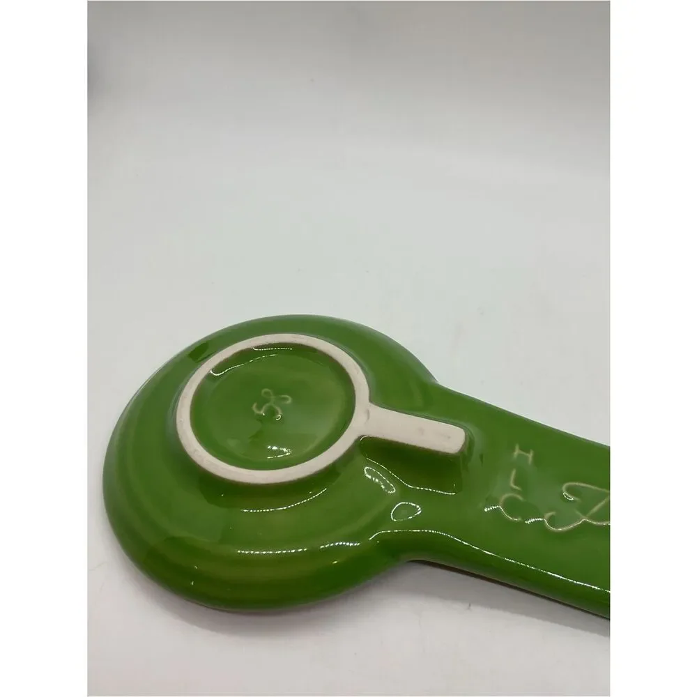 Fiesta Shamrock? Green Ceramic Spoon Rest - flaws